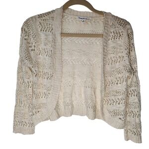 Bohemian open front Knit Off White Cardigan Cottagecore size Medium